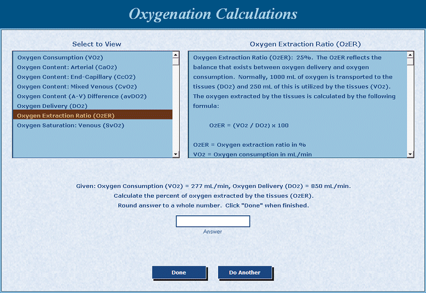 Hemodynamic & Oxygenation Calculations