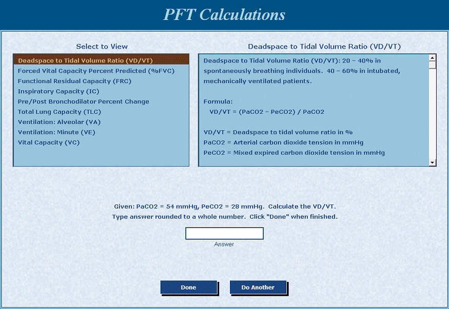 Mechanical Ventilation & PFT Calculations